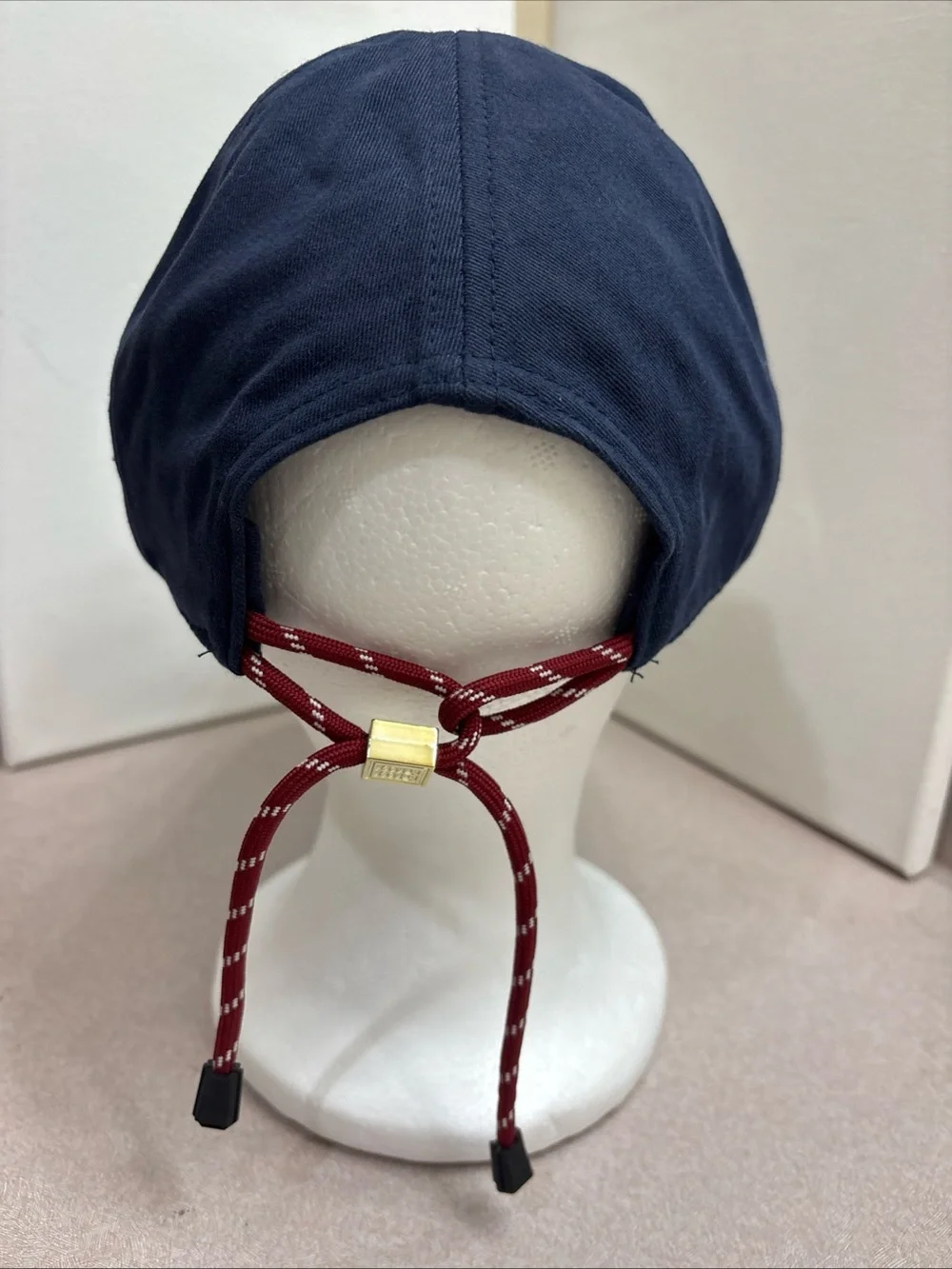 Miu Miu Embroidered Logo Drawstring Baseball Cap Hat Blue Soft Rim Adjustable